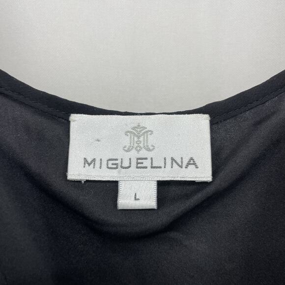 Miguelina Size L 100% SILK Ruffle Midi Dress Whimsigoth Sheer Sleeveless Event - Picture 7 of 8